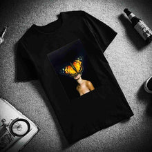 Load image into Gallery viewer, Birds Butterfly Feather  Cotton O Neck T Shirt