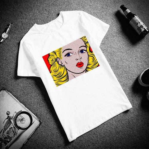 Skipoem Funny Tshirt  Pop Art Classic Pictures Cotton T-Shirt